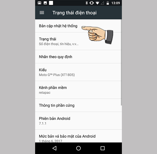 Vào bản cập nhật